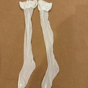 Elegant White Lace Top Stockings